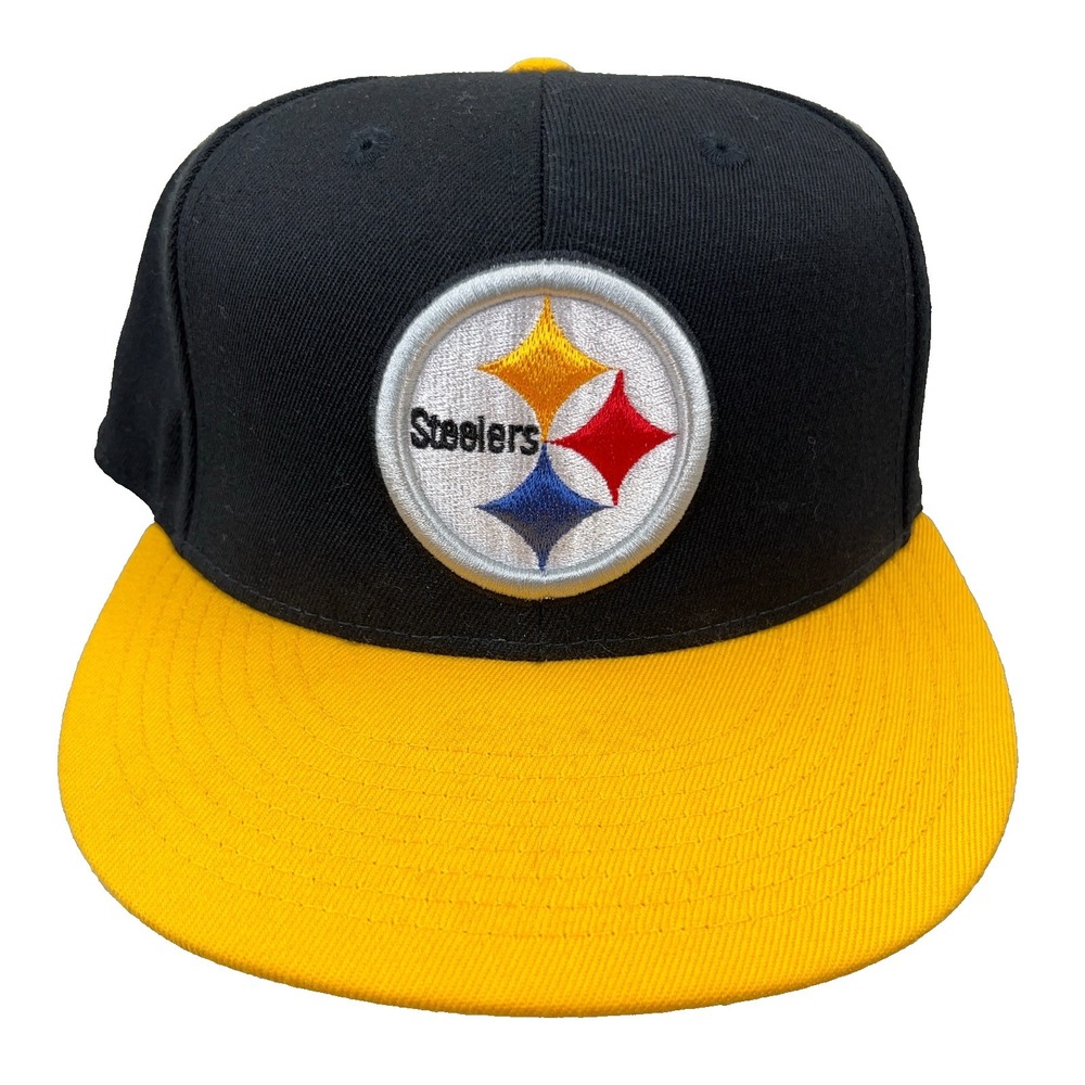 Pittsburgh Steelers Hat Cap Fitted Stretch Fit Size 7 1/4 Wool Black Yellow
